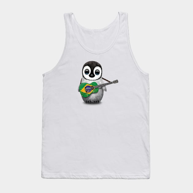 Baby Penguin Playing Brazilian Flag Guitar Tank Top by jeffbartels